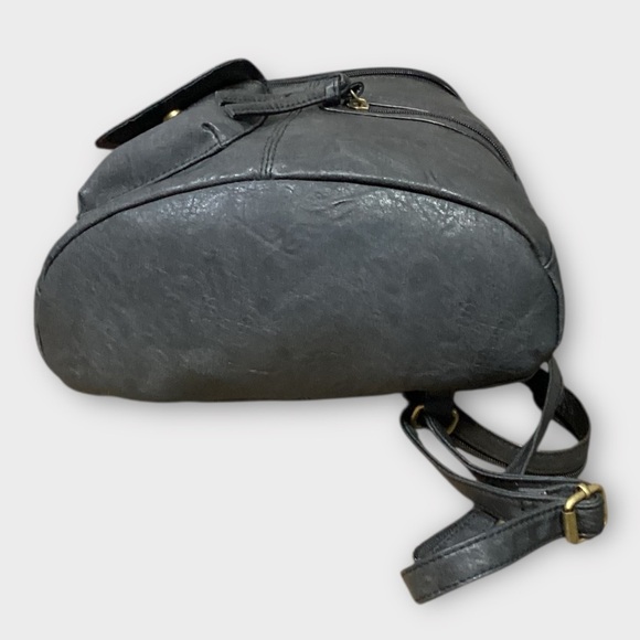 Stylish Dark Grey Vegan Leather Backpack Crossbody Bag GAL Brand - Picture 8 of 10